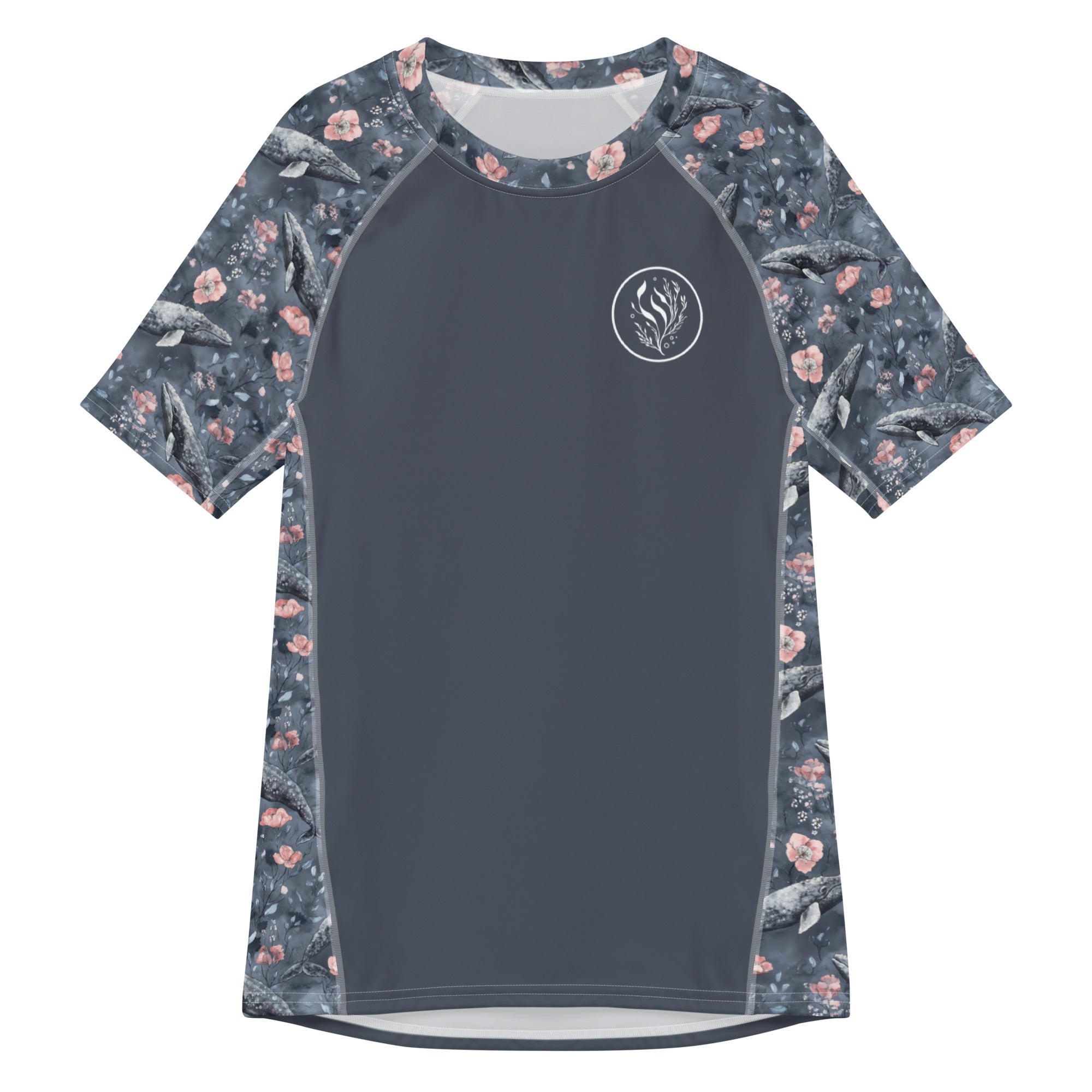 Dusky Gray Whale Men’s Short Sleeve Swim Shirt -  - ["Dusky Gray Whale","Men","Rash guard","whale"]
