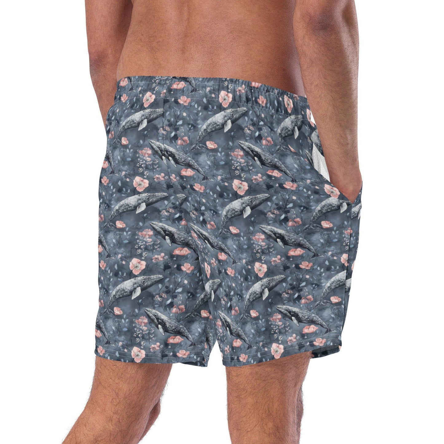 Dusky Gray Whale Men's Swim Trunks - 