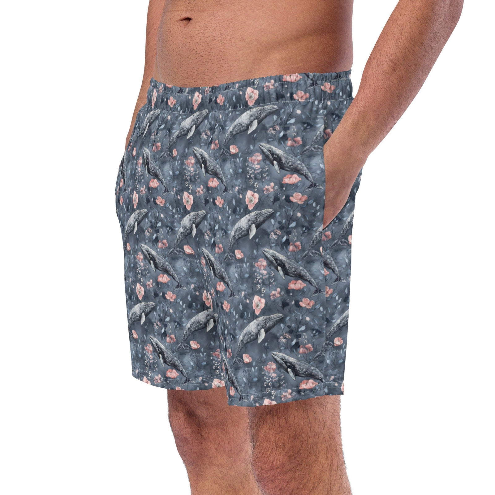 Dusky Gray Whale Men's Swim Trunks - 