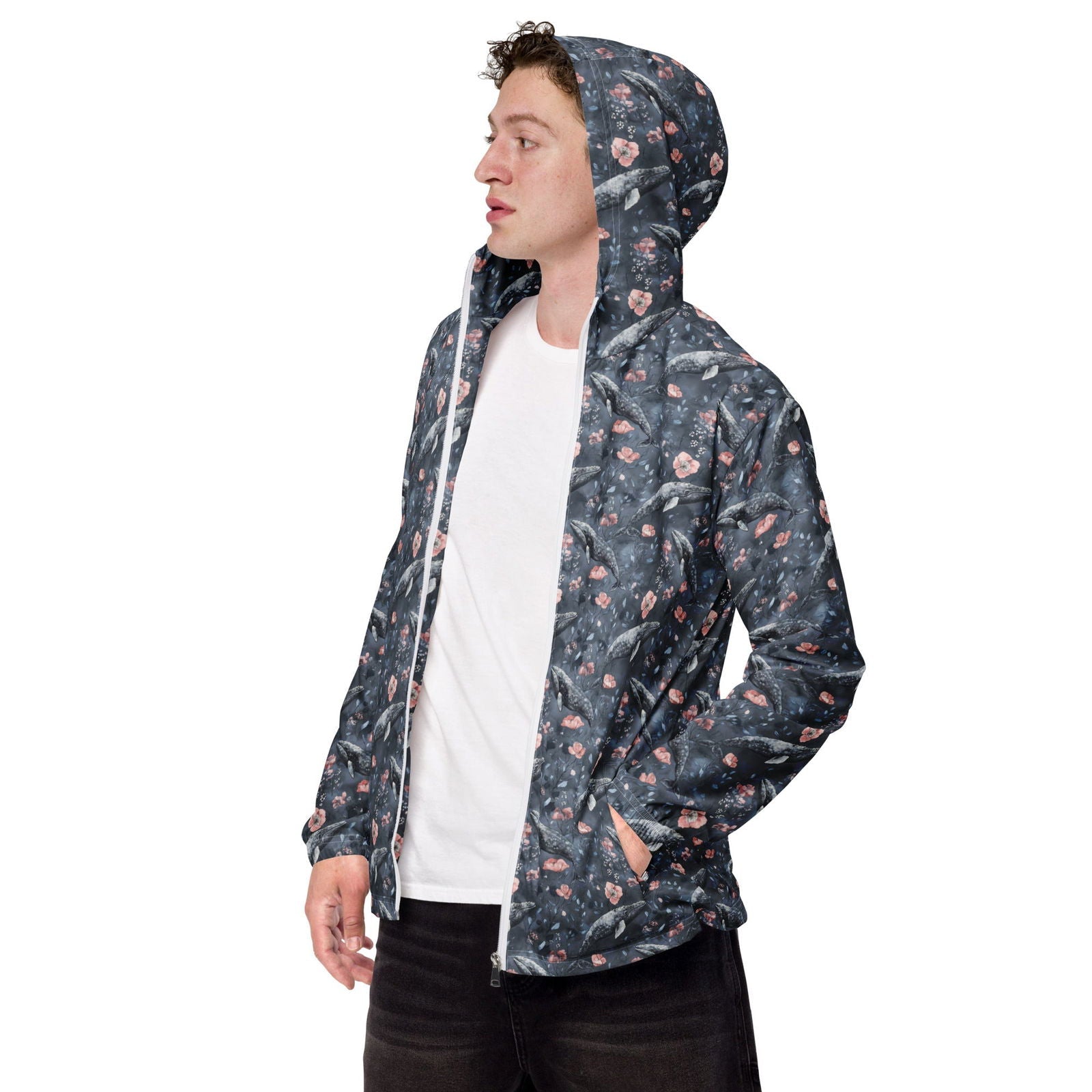 Moonlight Manta Men’s Windbreaker -  - ["Jacket","men","Moonlight Manta","ray","Wildlife"]