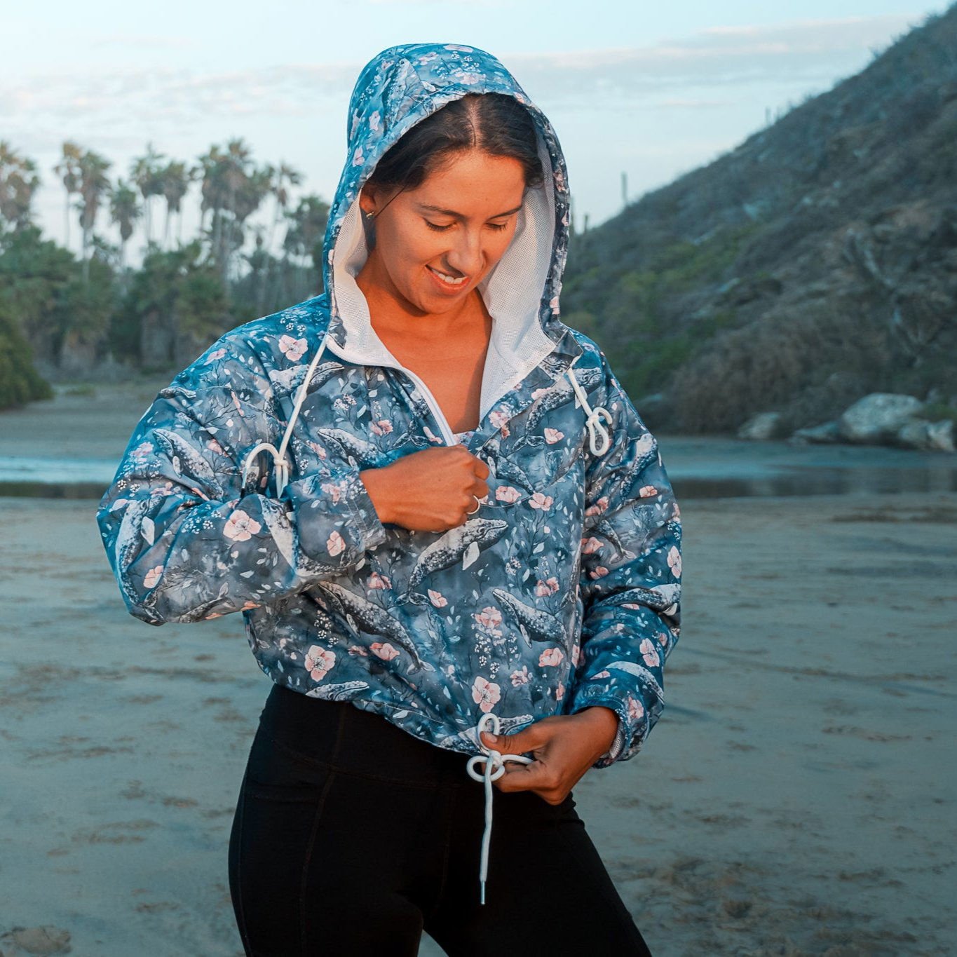 Dusky Gray Whale Women’s Cropped Windbreaker - 