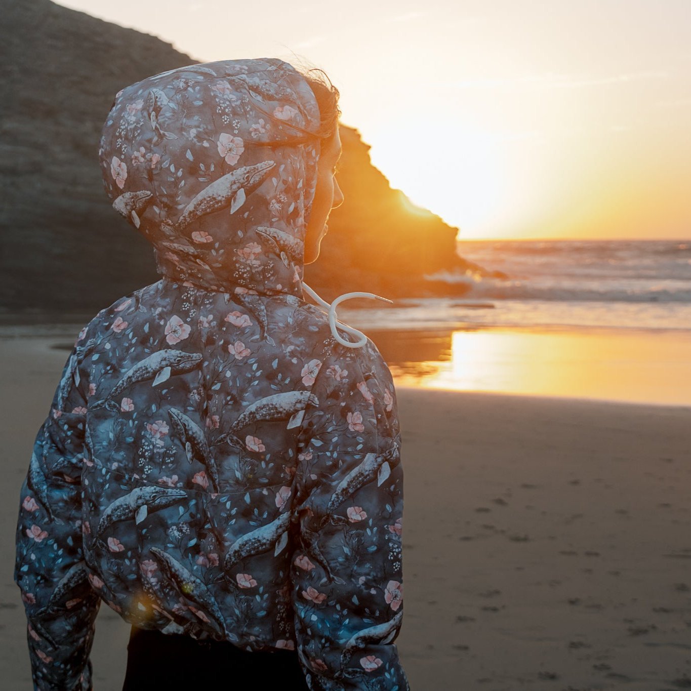 Dusky Gray Whale Women’s Cropped Windbreaker - 