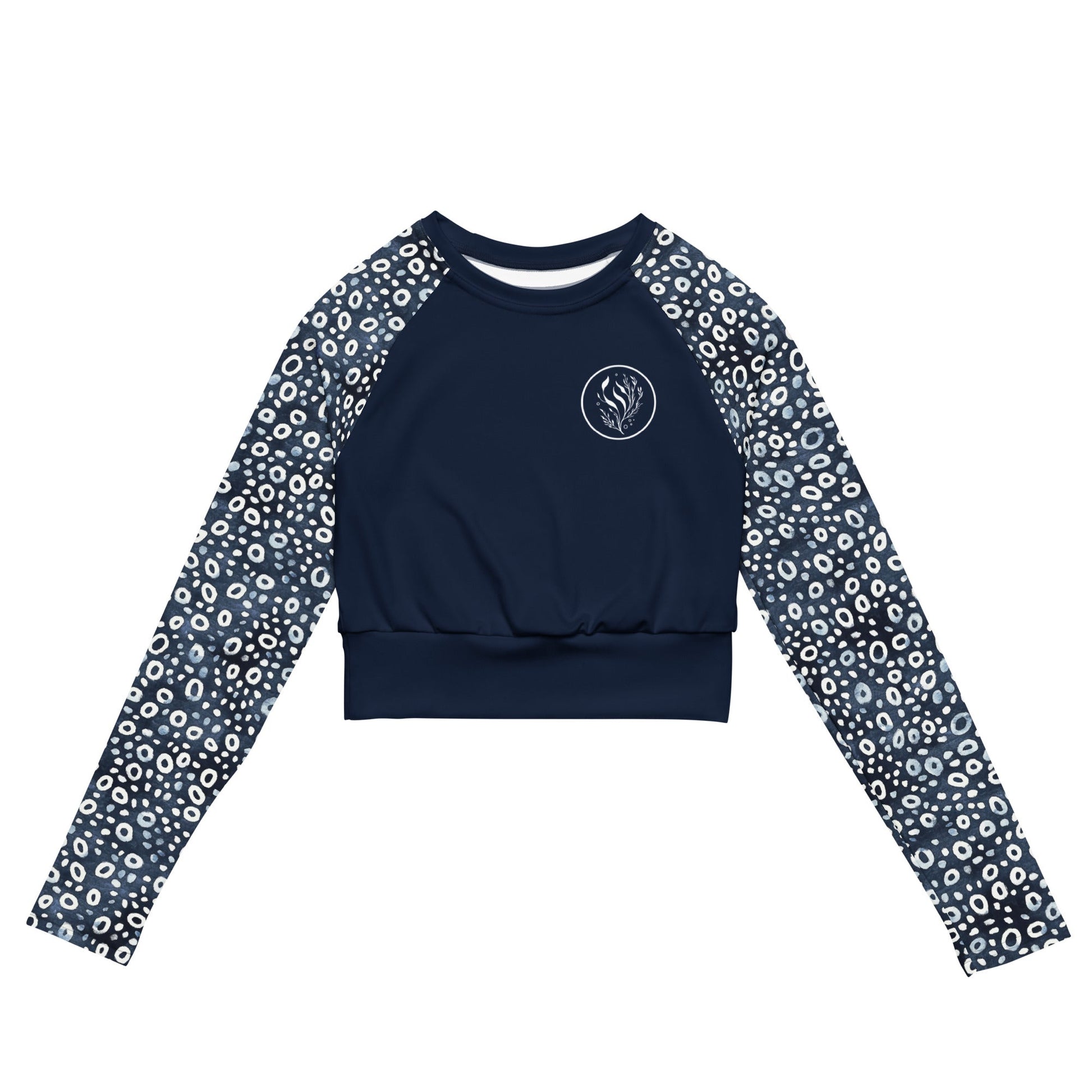 Whale Shark Mosaic Eco Cropped Rash Guard Solid - 