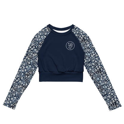 Whale Shark Mosaic Eco Cropped Rash Guard Solid - 