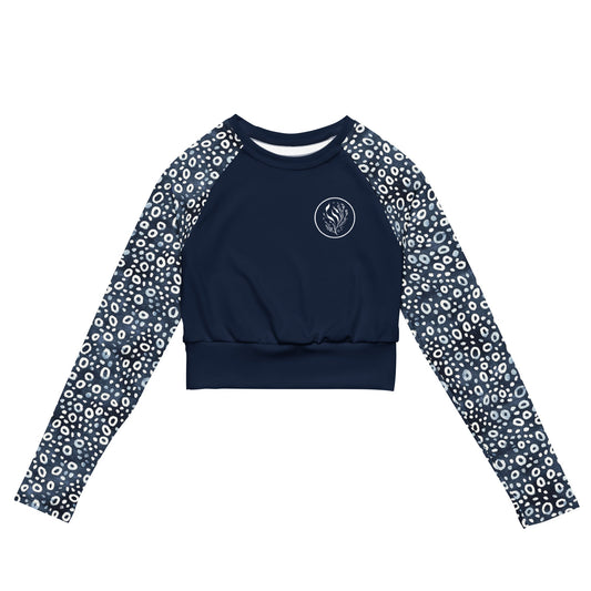 Whale Shark Mosaic Eco Cropped Rash Guard Solid - 
