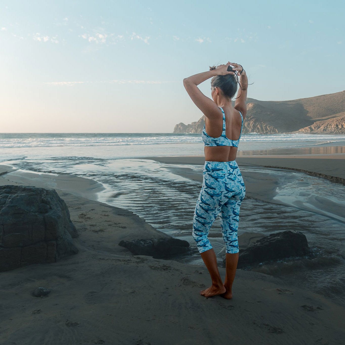 Spotted Eagle Ray Capri Swim Leggings -  - ["leggings","ray","Spotted Eagle Ray","Wildlife","women"]
