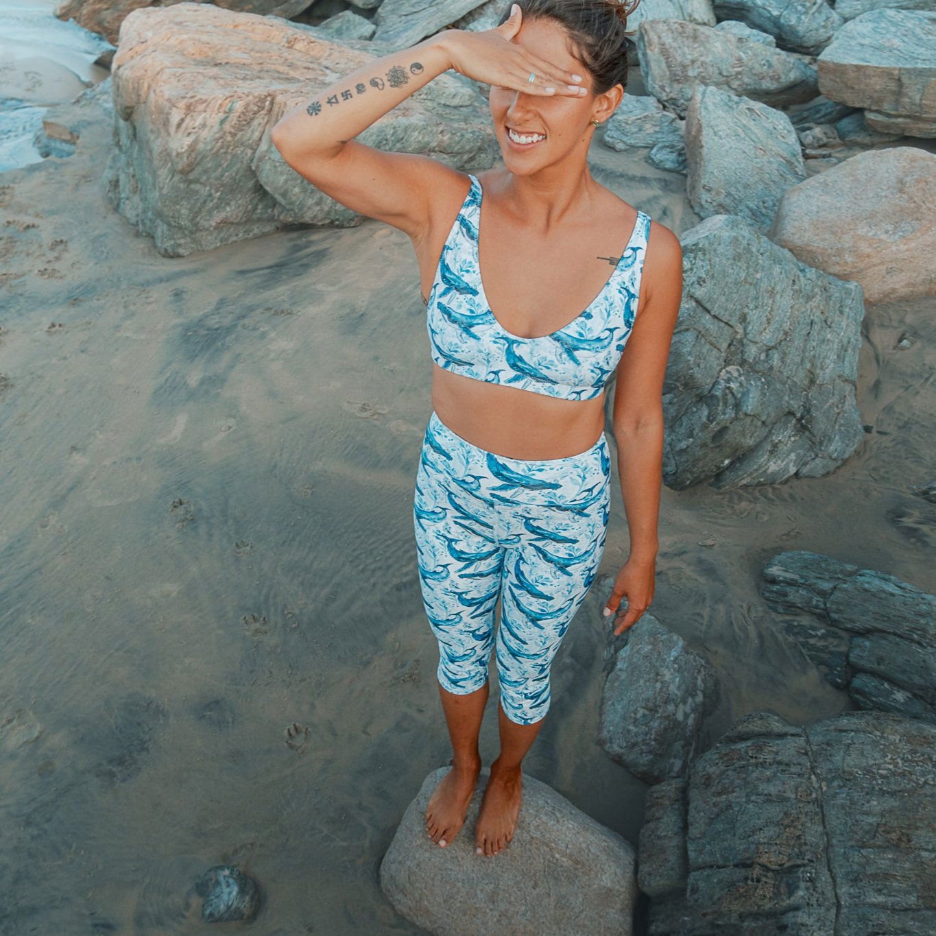 Spotted Eagle Ray Capri Swim Leggings -  - ["leggings","ray","Spotted Eagle Ray","Wildlife","women"]