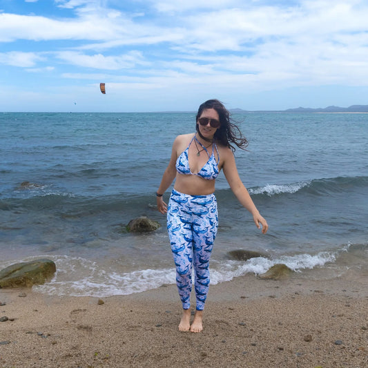 Humpback Whale Song Eco Swim Leggings With Pockets - 