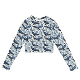 Spotted Eagle Ray Eco Cropped Rash Guard -  - ["rash guard","ray","Spotted Eagle Ray","Wildlife","women"]
