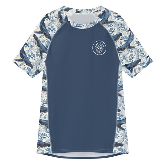 Humpback Whale Song Men’s Short Sleeve Swim Shirt - 