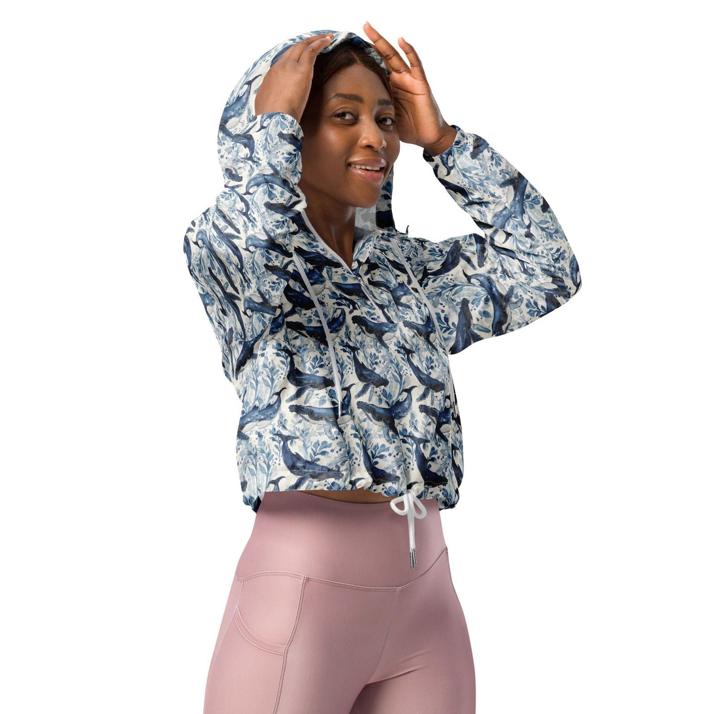 Humpback Whale Song Women’s cropped Windbreaker - 