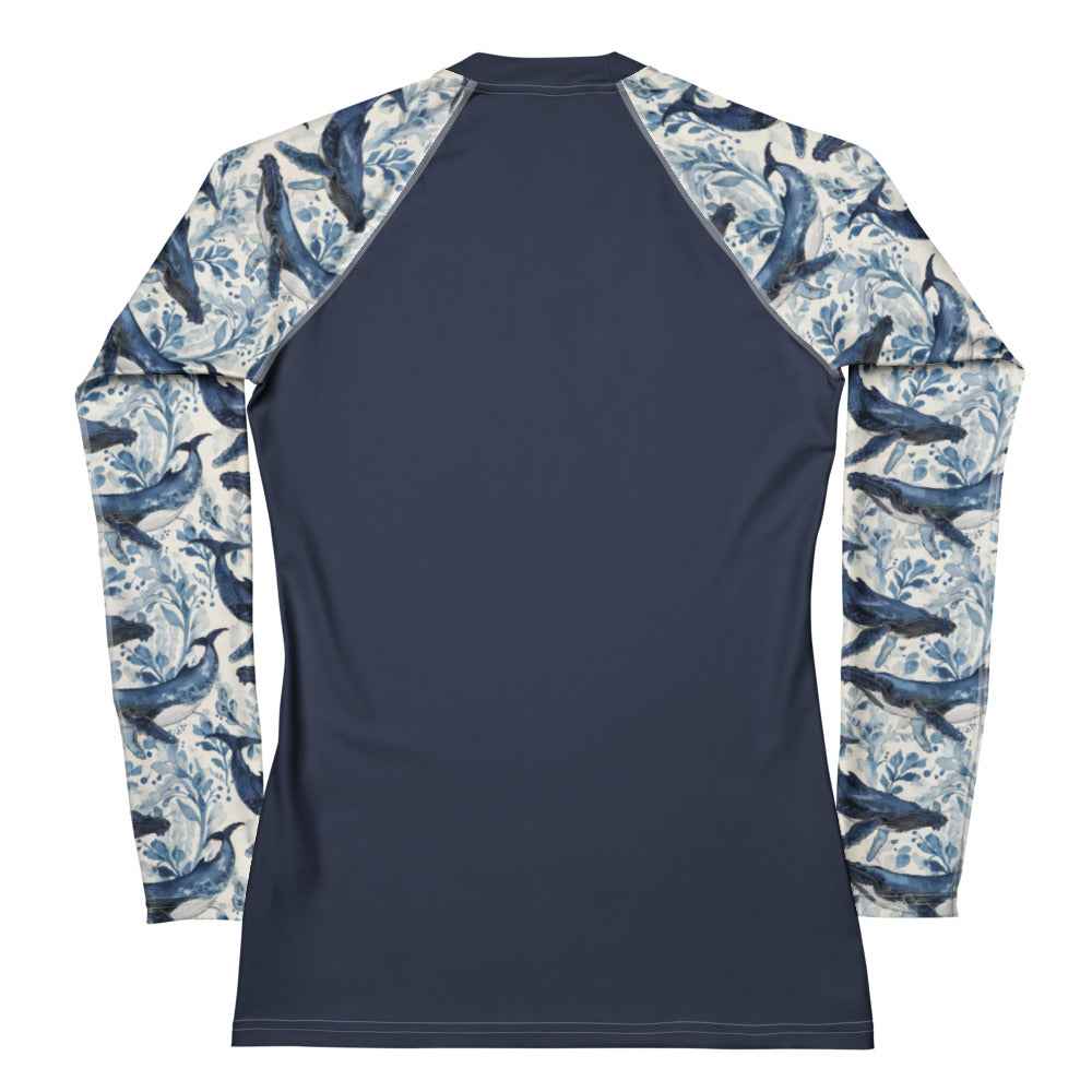 Humpback Whale Song Women's Rash Guard Solid - 