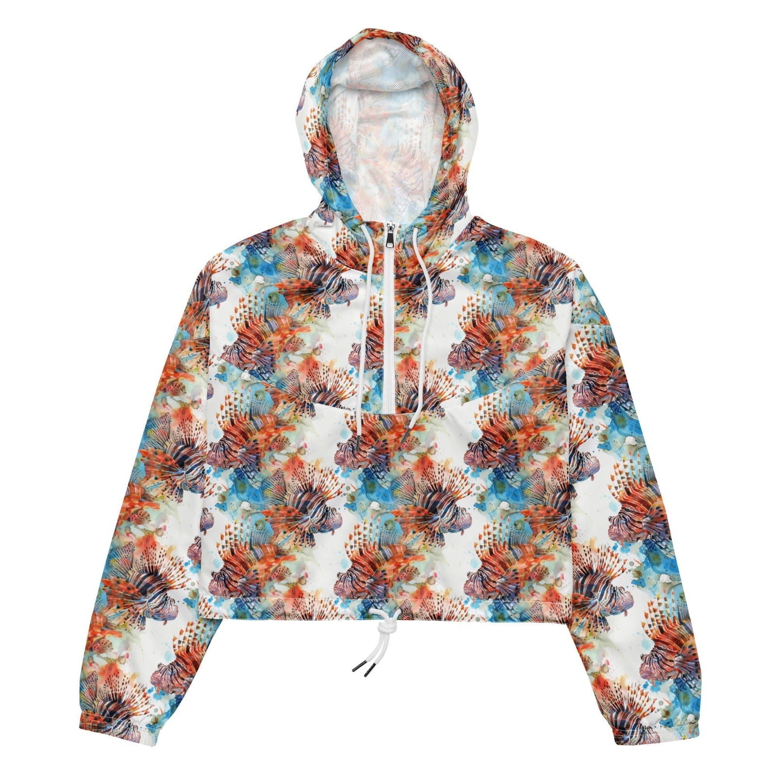 Invasive Lionfish Women’s cropped Windbreaker -  - ["fish","Invasive Lionfish","jacket","women"]