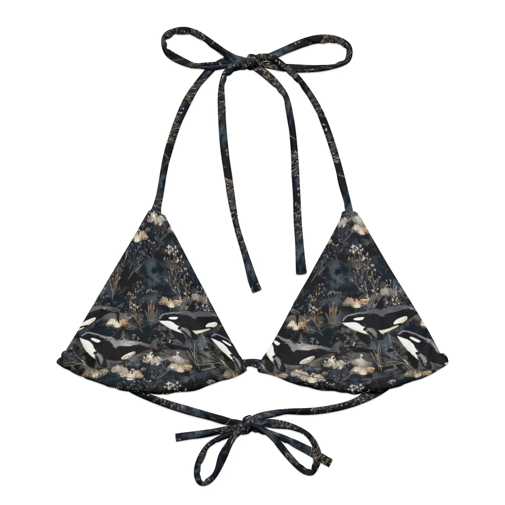 Midnight Orca Eco String Bikini Top -  - ["Midnight Orca","orca","swim","Wildlife","women"]