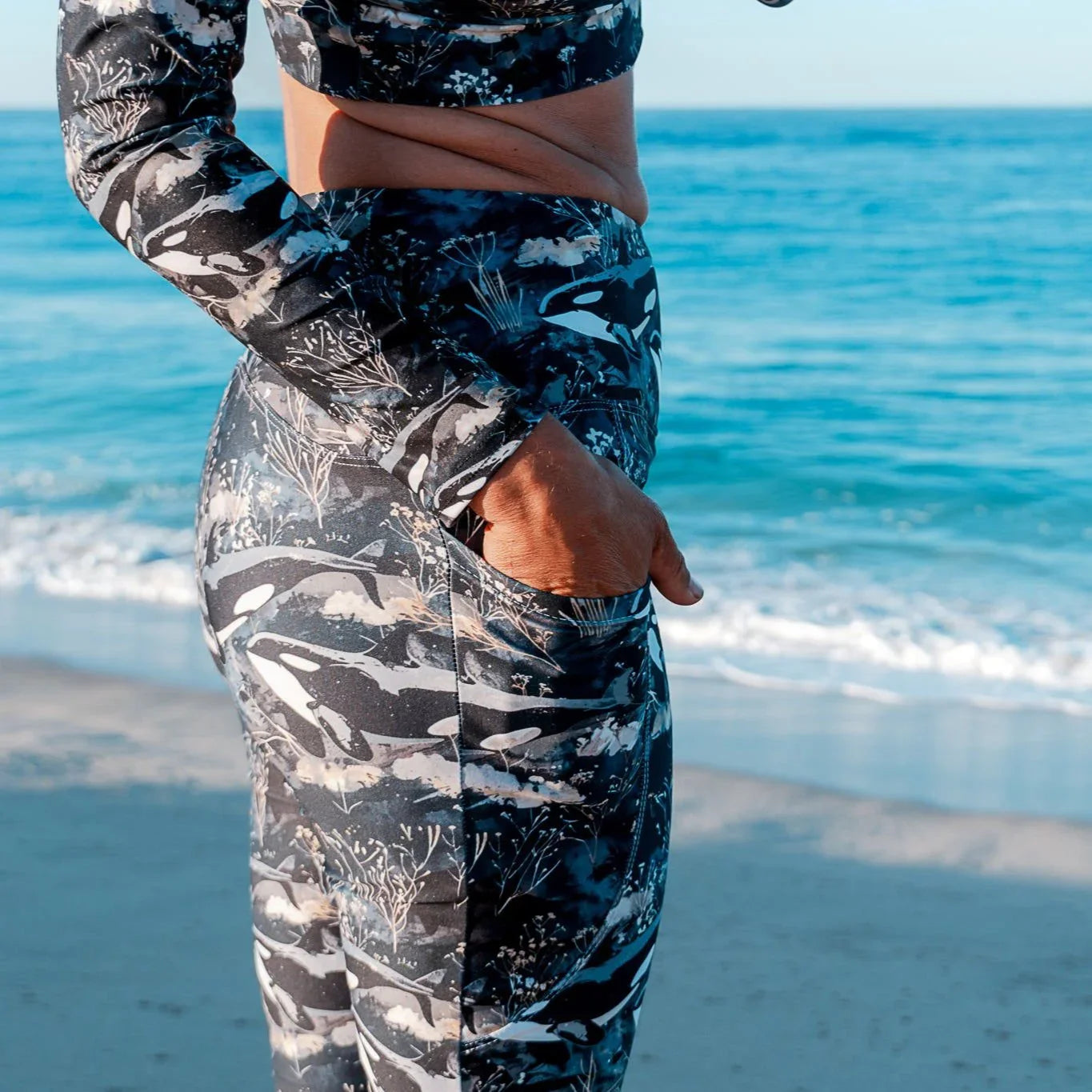 Midnight Orca Eco Swim Leggings With Pockets - 