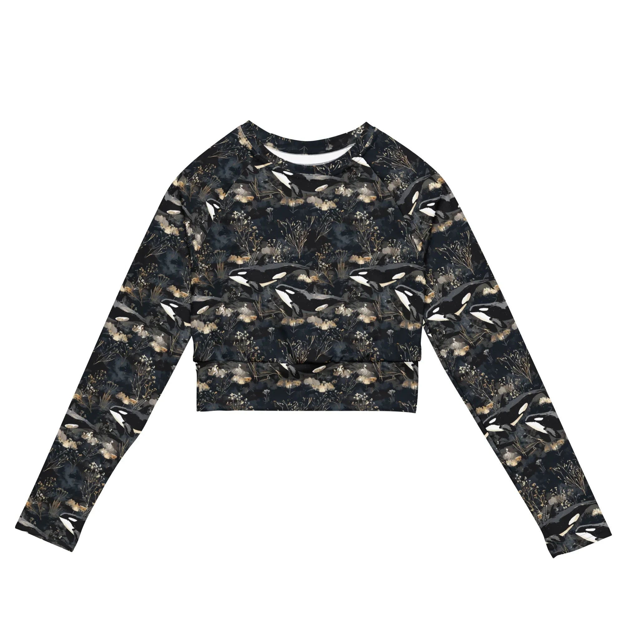Spotted Eagle Ray Eco Cropped Rash Guard -  - ["rash guard","ray","Spotted Eagle Ray","Wildlife","women"]