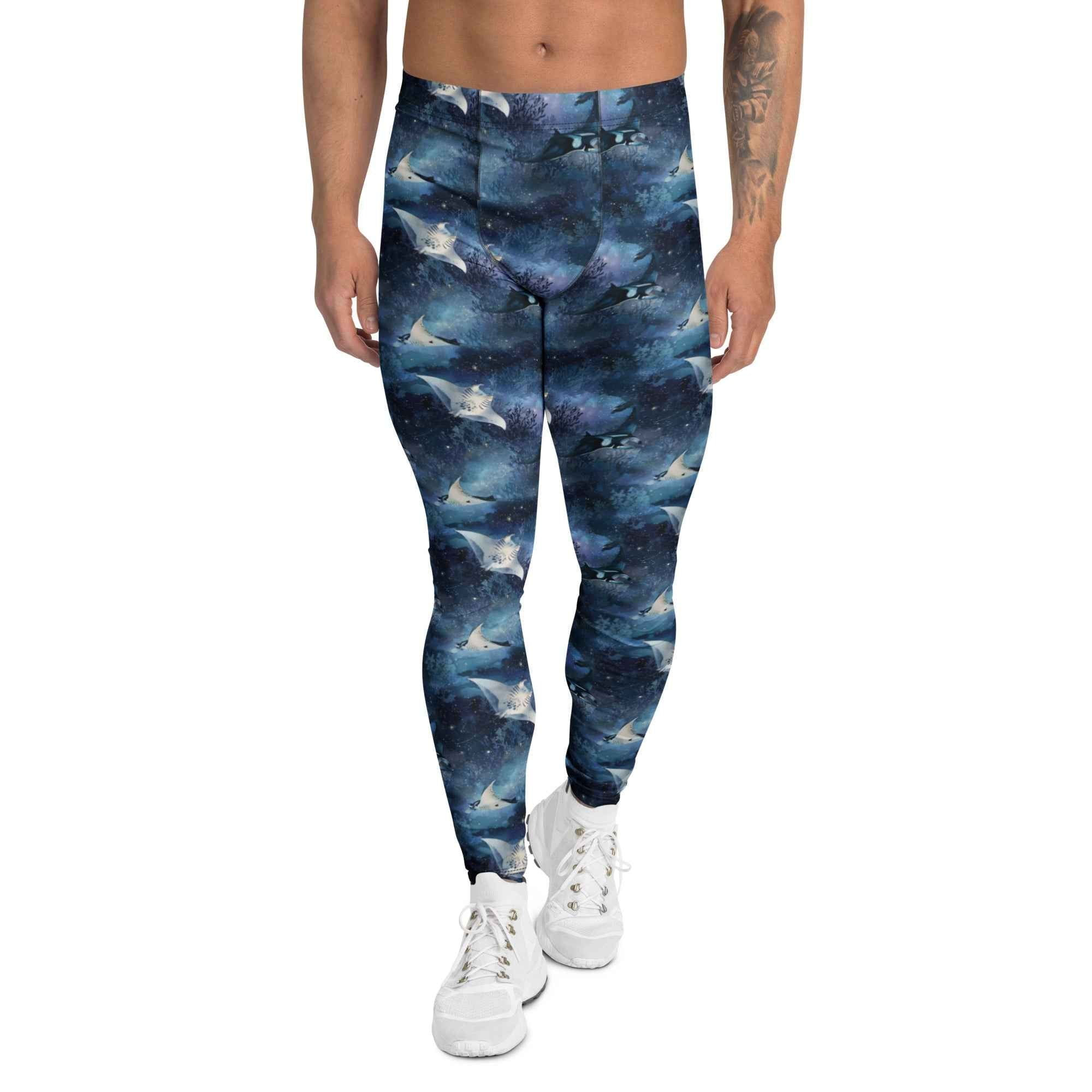 Moonlight Manta Men's Swim Leggings -  - ["leggings","men","Moonlight Manta","ray"]