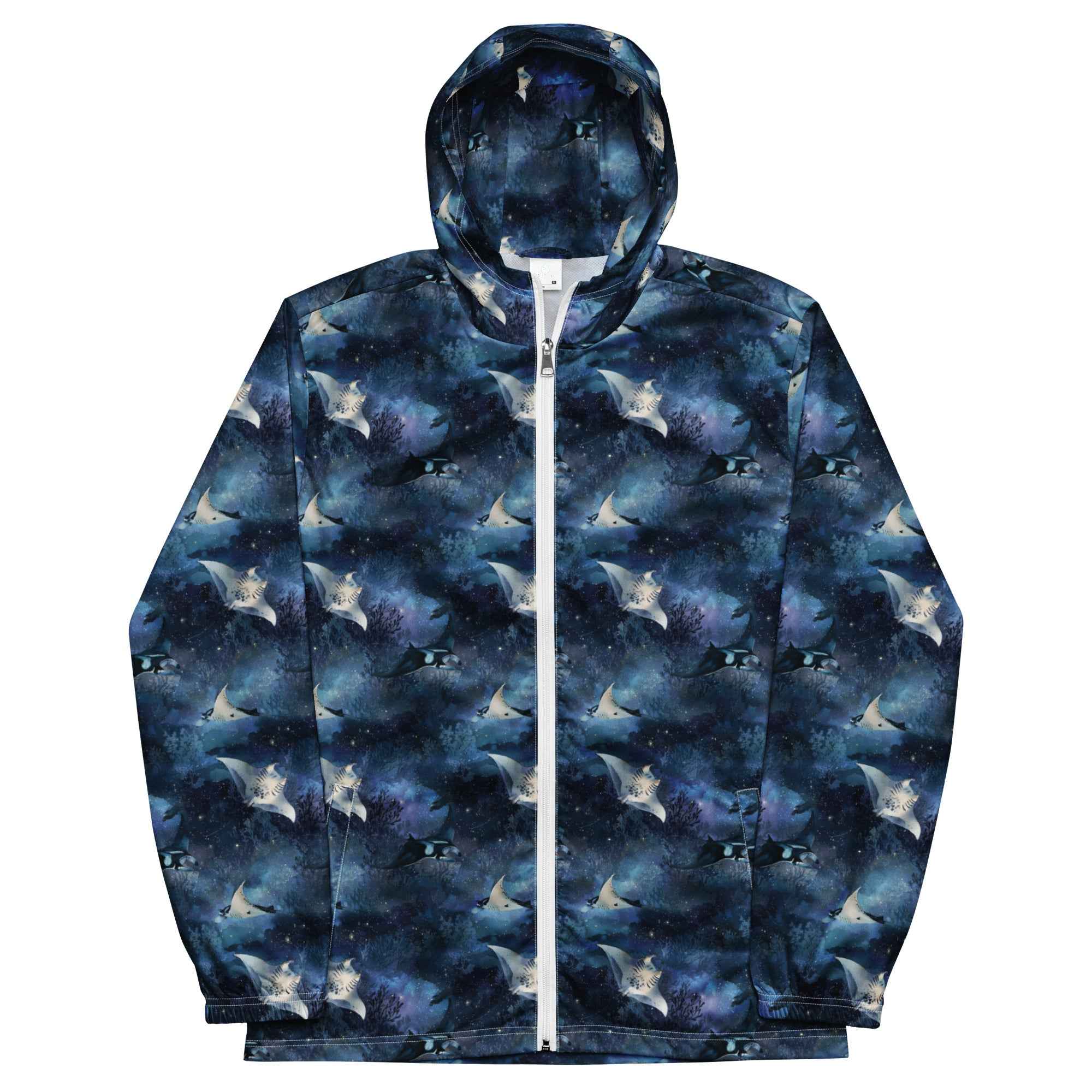 Moonlight Manta Men’s Windbreaker -  - ["Jacket","men","Moonlight Manta","ray","Wildlife"]