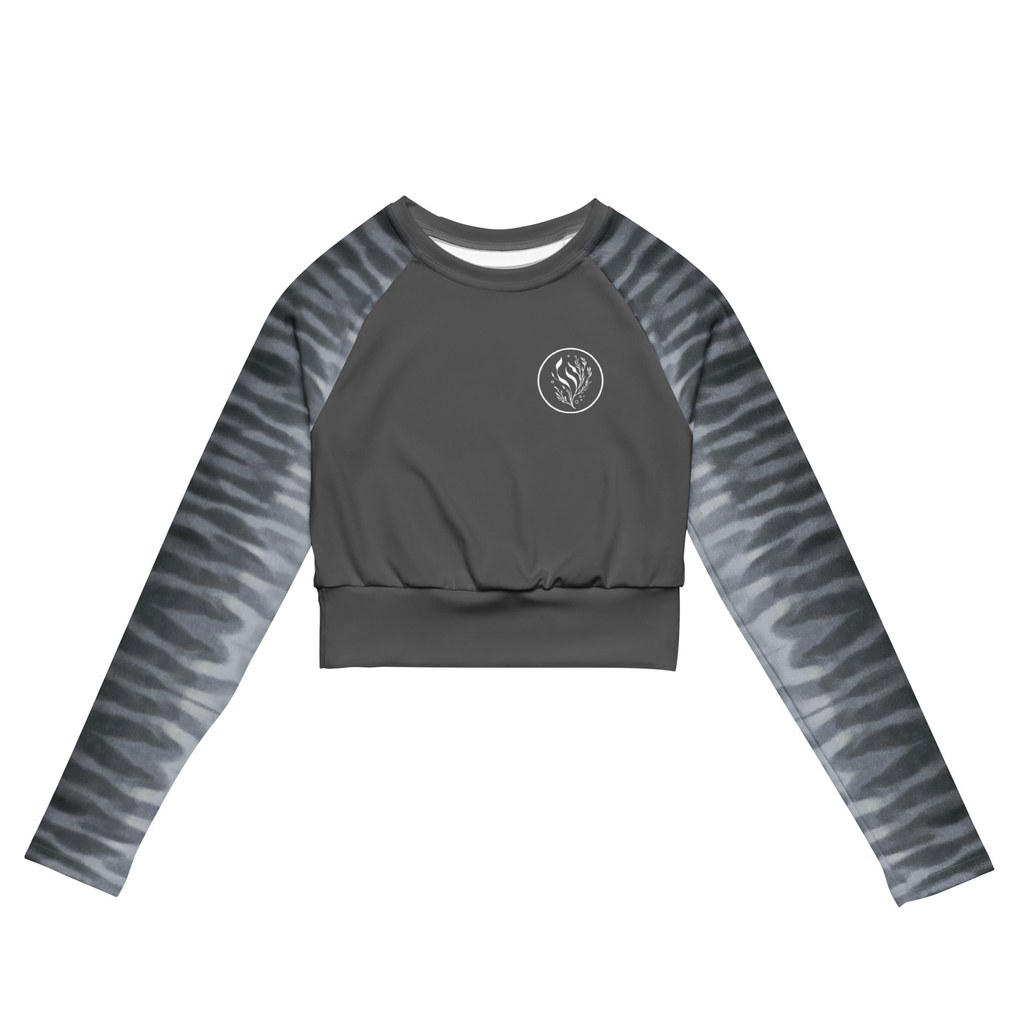 Oceza Ocean Animal Print Solid Cropped Rash Guard Cropped Rash Guard