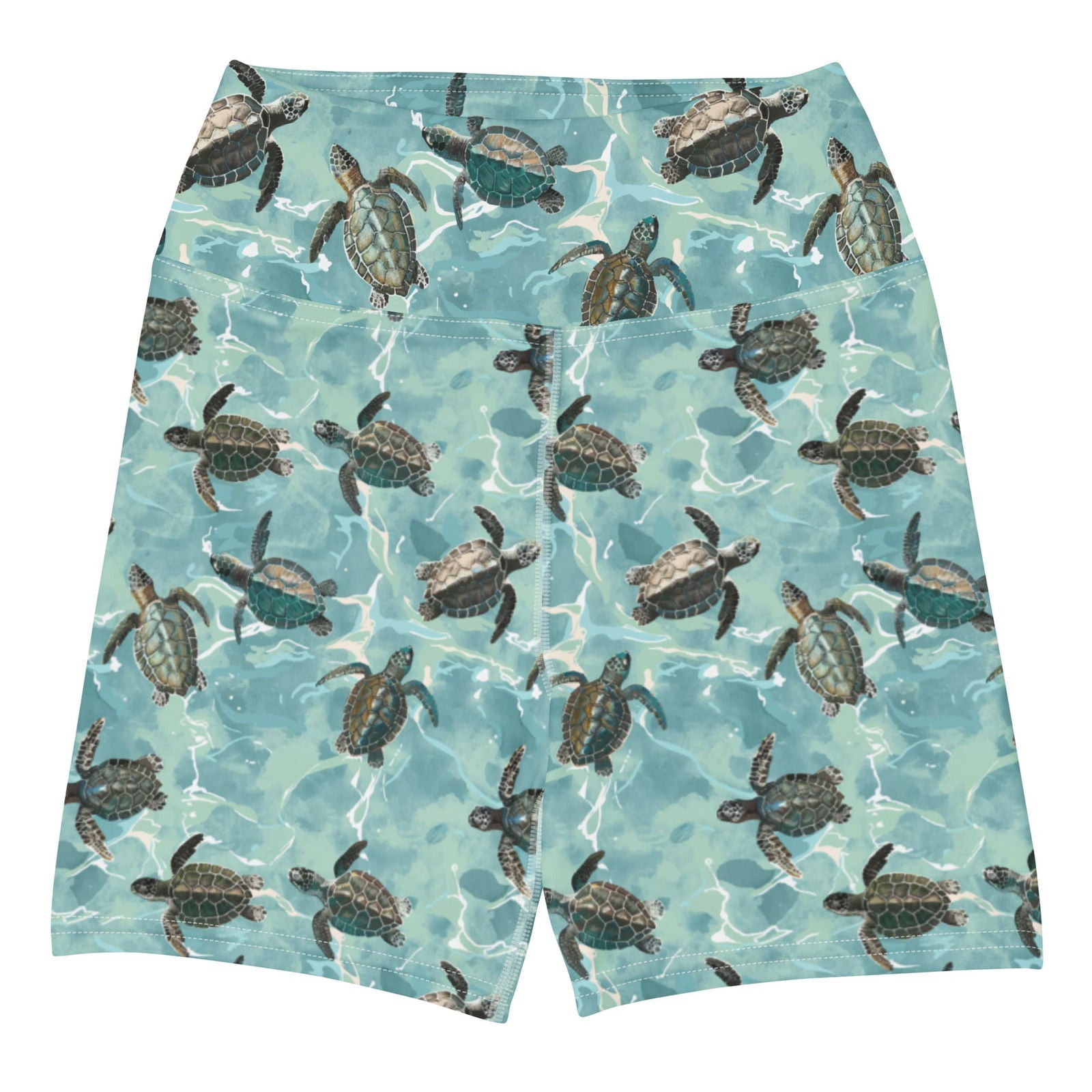 Oceanic Sea Turtle 4" Inch Dive Shorts -  - ["coral","Oceanic Sea Turtle","Short","turtle","women"]