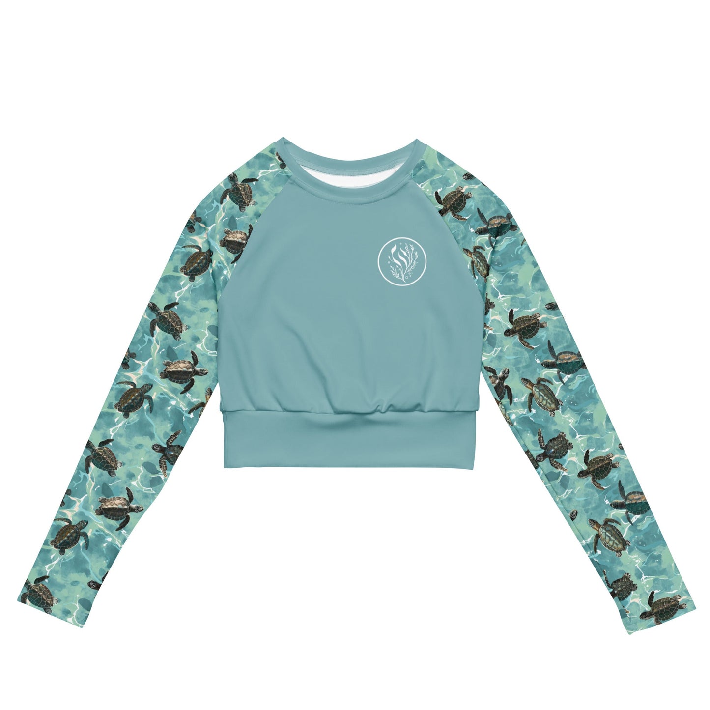 Oceanic Sea Turtle Eco Cropped Rash Guard Solid - 