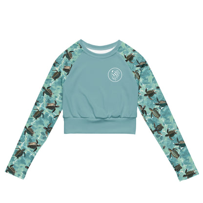Oceanic Sea Turtle Eco Cropped Rash Guard Solid - 