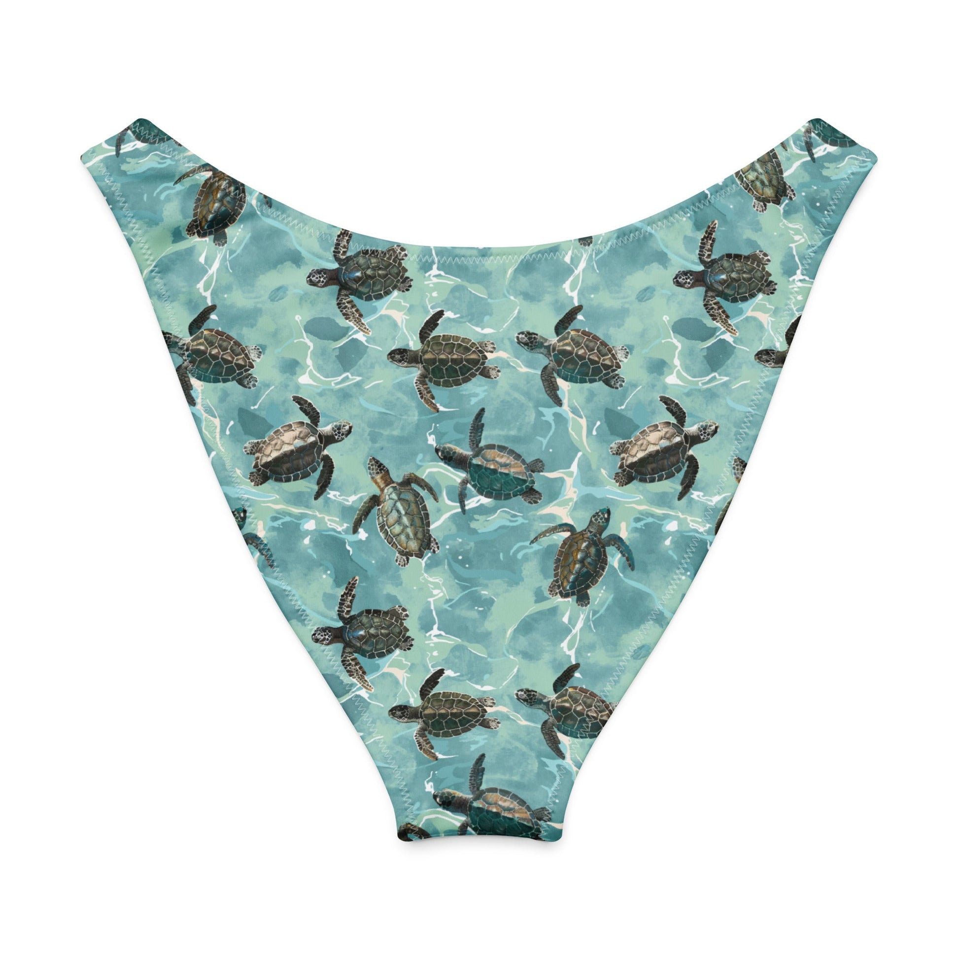 Oceanic Sea Turtle Eco High-Leg Cheeky Bikini Bottom - 