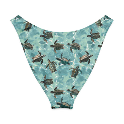 Oceanic Sea Turtle Eco High-Leg Cheeky Bikini Bottom - 