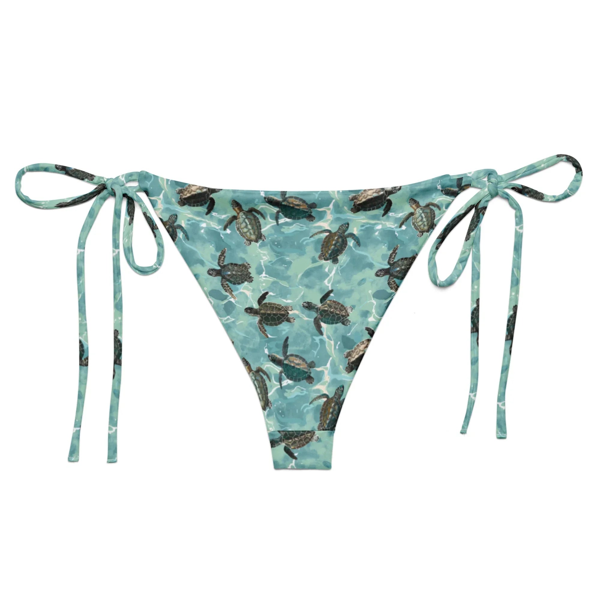 Oceanic Sea Turtle Eco String Bikini Bottom -  - ["coral","Oceanic Sea Turtle","swim","turtle","women"]