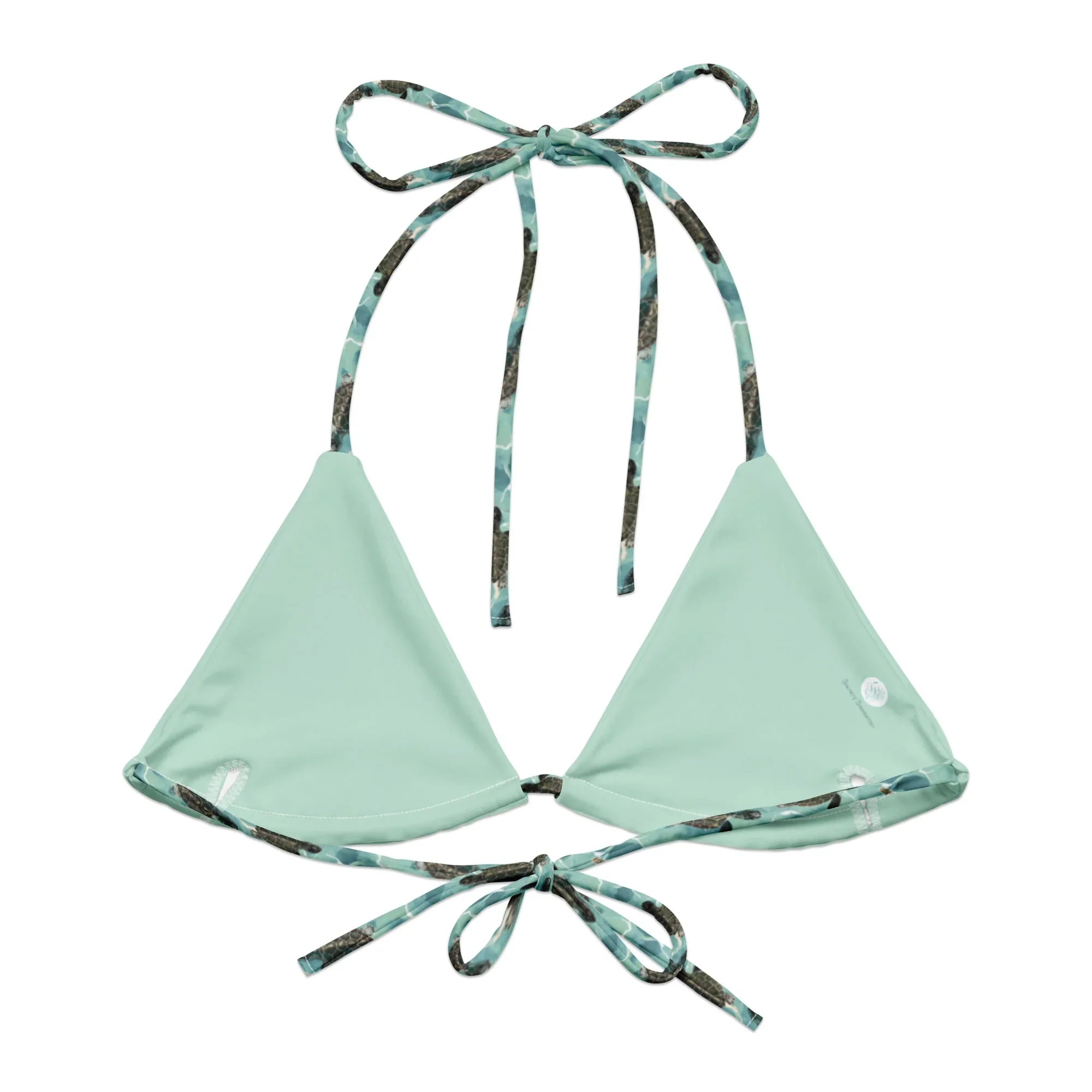 Oceanic Sea Turtle Eco String Bikini Top -  - ["coral","Oceanic Sea Turtle","swim","turtle","women"]