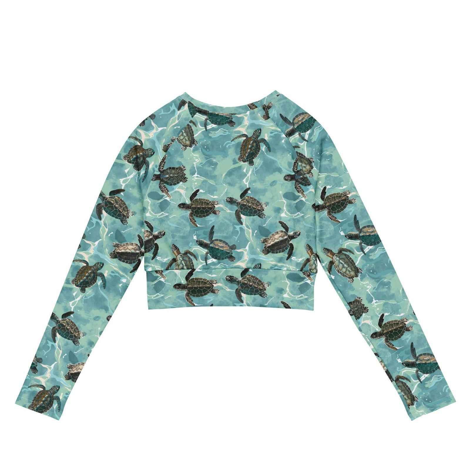 Oceanic Sea Turtle Eco Cropped Rash Guard -  - ["Oceanic Sea Turtle","rash guard","turtle","women"]