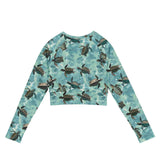 Oceanic Sea Turtle Eco Cropped Rash Guard -  - ["Oceanic Sea Turtle","rash guard","turtle","women"]