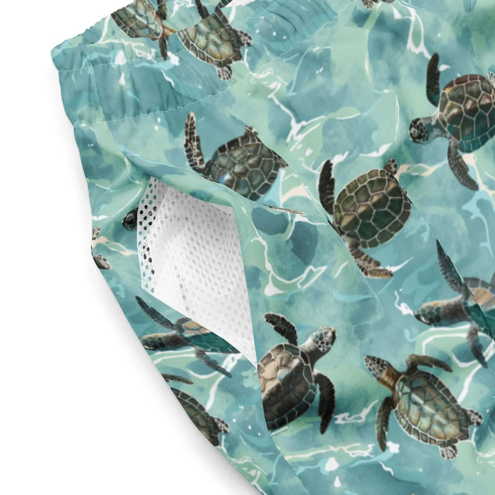 Oceanic Sea Turtle Men's Swim Trunks -  - ["coral","men","Oceanic Sea Turtle","trunks","turtle","women"]