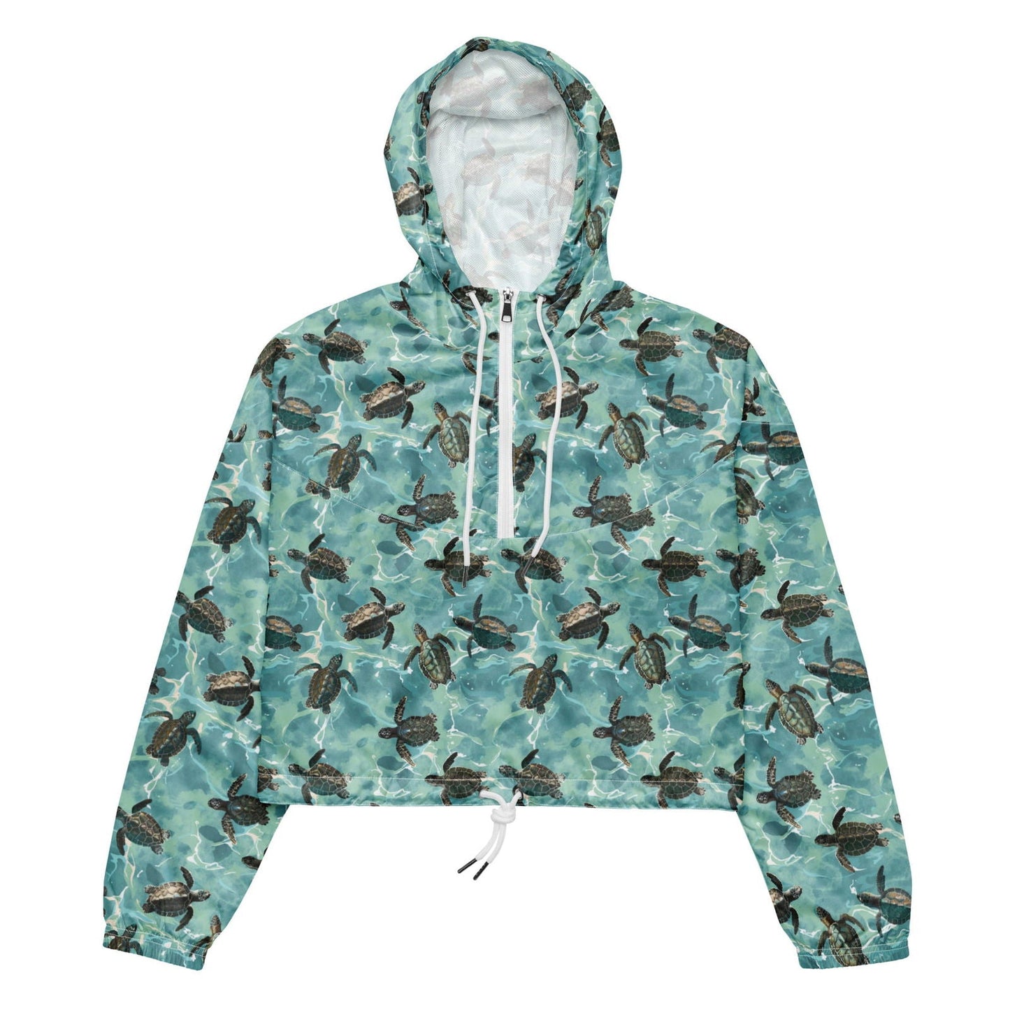 Oceanic Sea Turtle Women’s Cropped Windbreaker - 