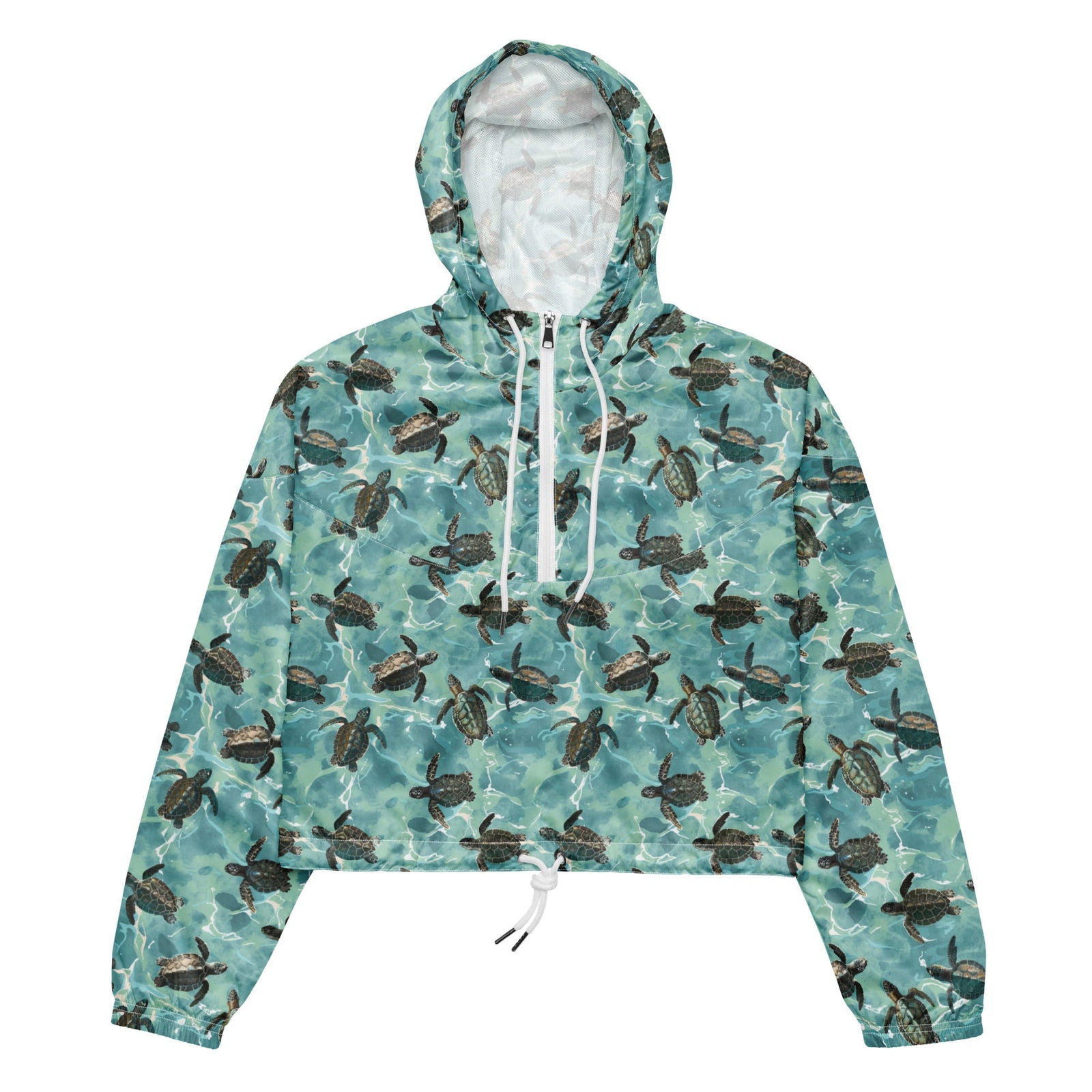 Oceanic Sea Turtle Women’s Cropped Windbreaker - 