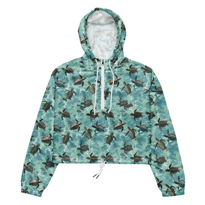 Oceanic Sea Turtle Women’s Cropped Windbreaker - 