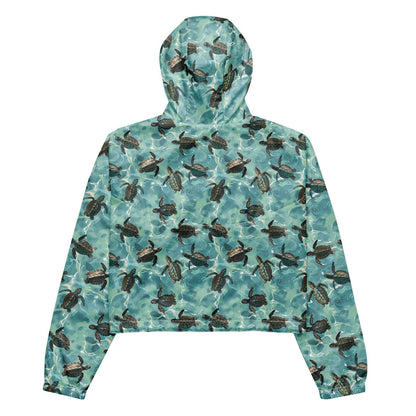 Oceanic Sea Turtle Women’s Cropped Windbreaker - 