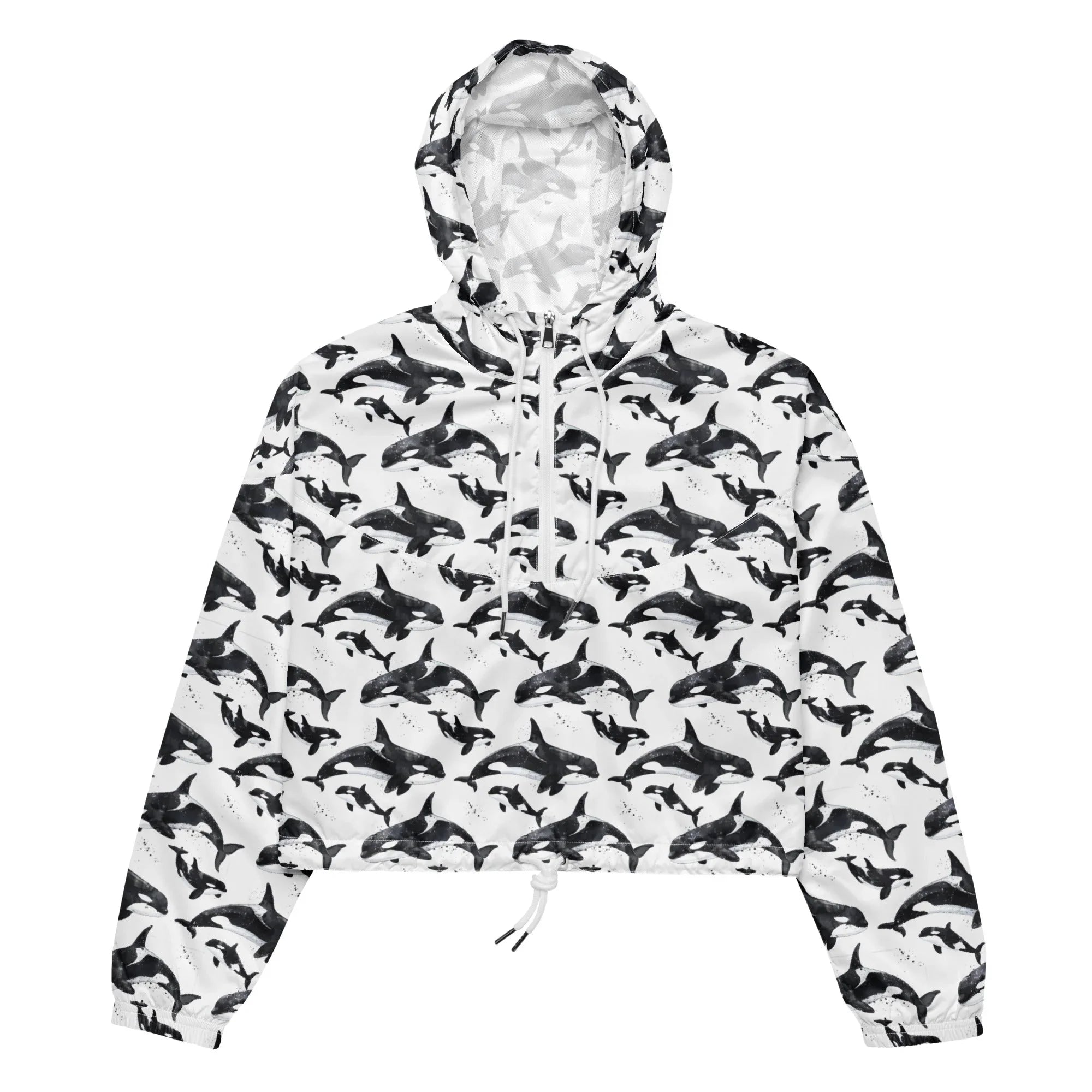 Midnight Orca Women’s cropped Windbreaker -  - ["jacket","Midnight Orca","orca","Wildlife","women"]