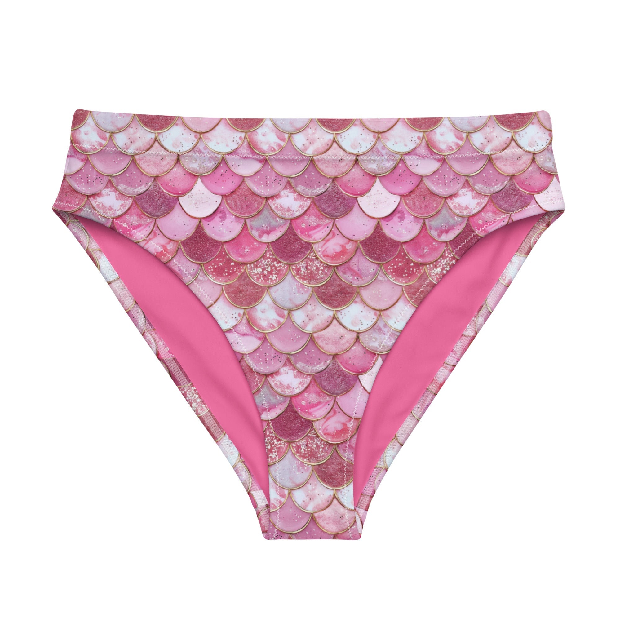 Pink Pearl Mermaid Eco High-Waisted Bikini Bottom -  - ["mermaid","Pink Pearl Mermaid","swim","women"]