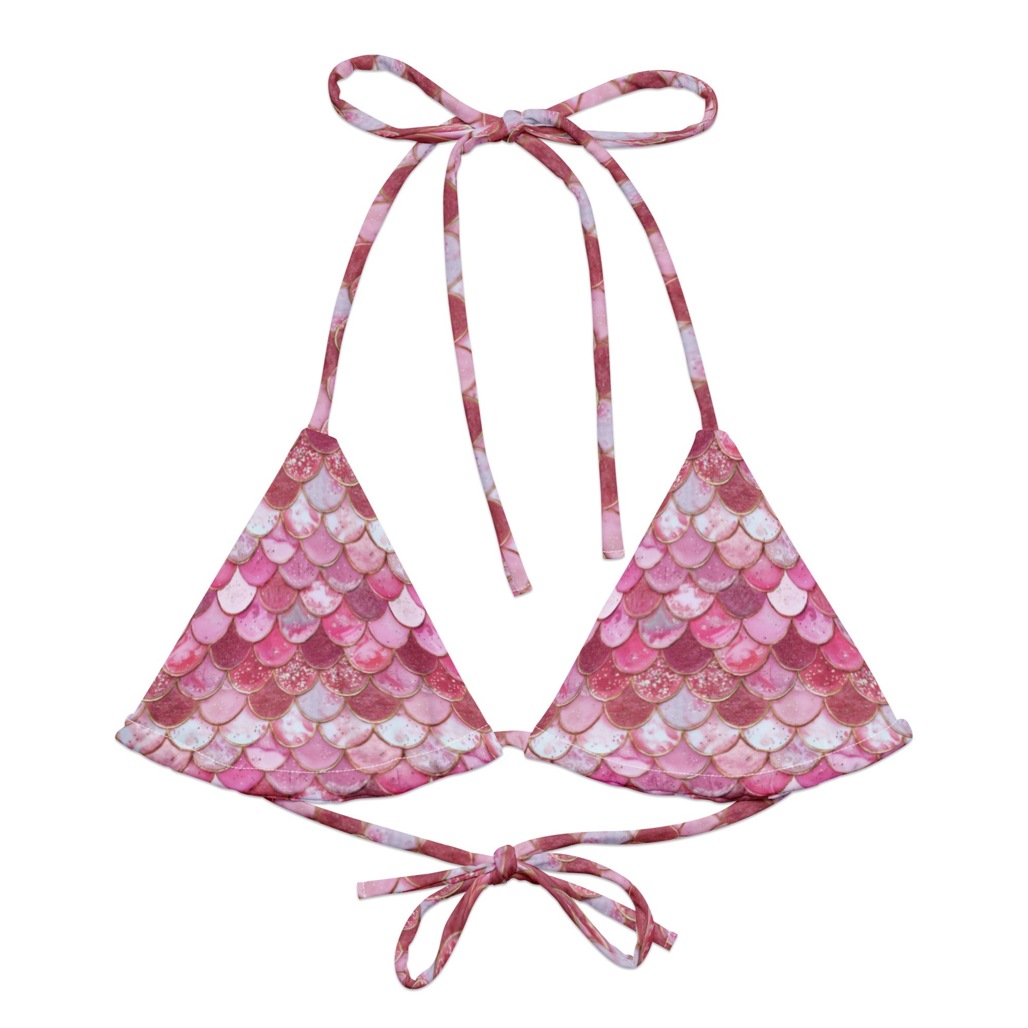 Pink Pearl Mermaid Eco String Bikini Top -  - ["mermaid","Pink Pearl Mermaid","swim","women"]