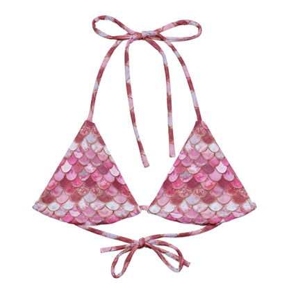 Pink Pearl Mermaid Eco String Bikini Top - 