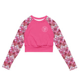 Pink Pearl Mermaid Eco Cropped Rash Guard Solid -  - ["mermaid","Pink Pearl Mermaid","rash guard","women"]