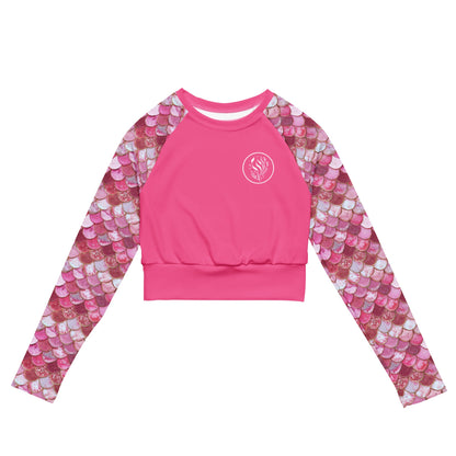 Pink Pearl Mermaid Eco Cropped Rash Guard Solid - 