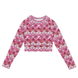 Pink Pearl Mermaid Long Sleeve Eco Cropped Rash Guard -  - ["mermaid","Pink Pearl Mermaid","rash guard","women"]