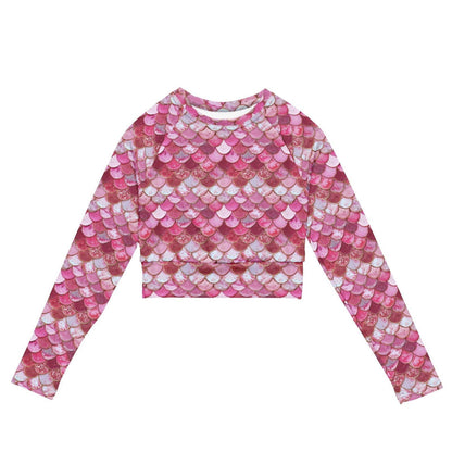 Pink Pearl Mermaid Long Sleeve Eco Cropped Rash Guard - 