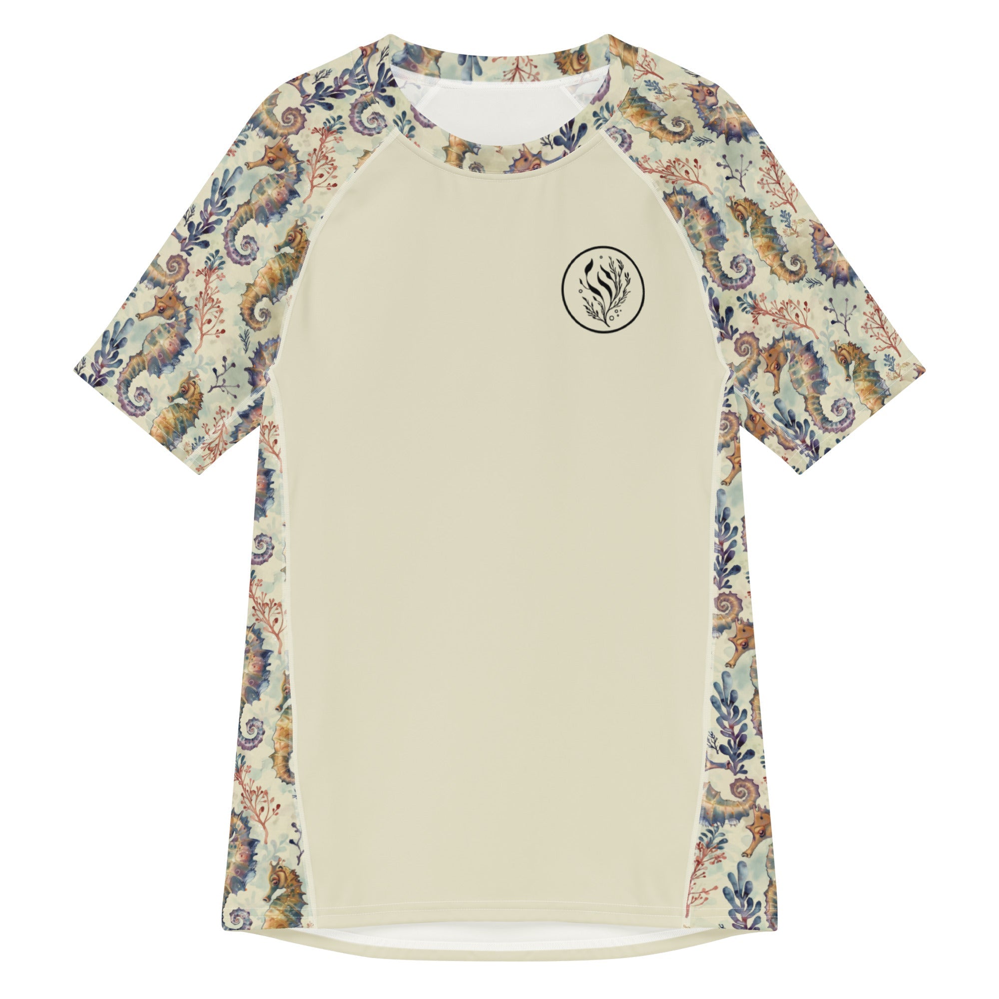 Seahorse Haven Men’s Short Sleeve Rash Guard -  - ["coral","Men","Rash guard","seahorse","Seahorse Haven"]