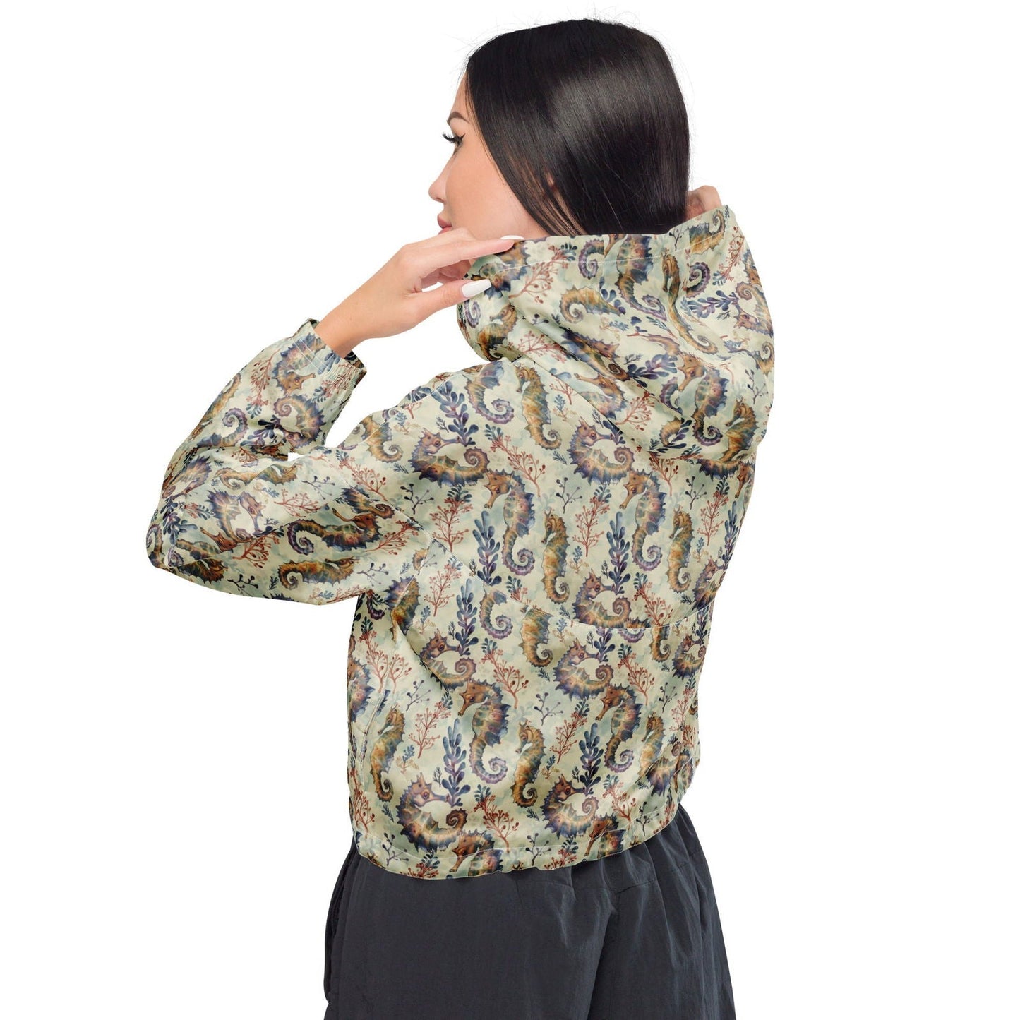 Seahorse Haven Women’s cropped Windbreaker - 