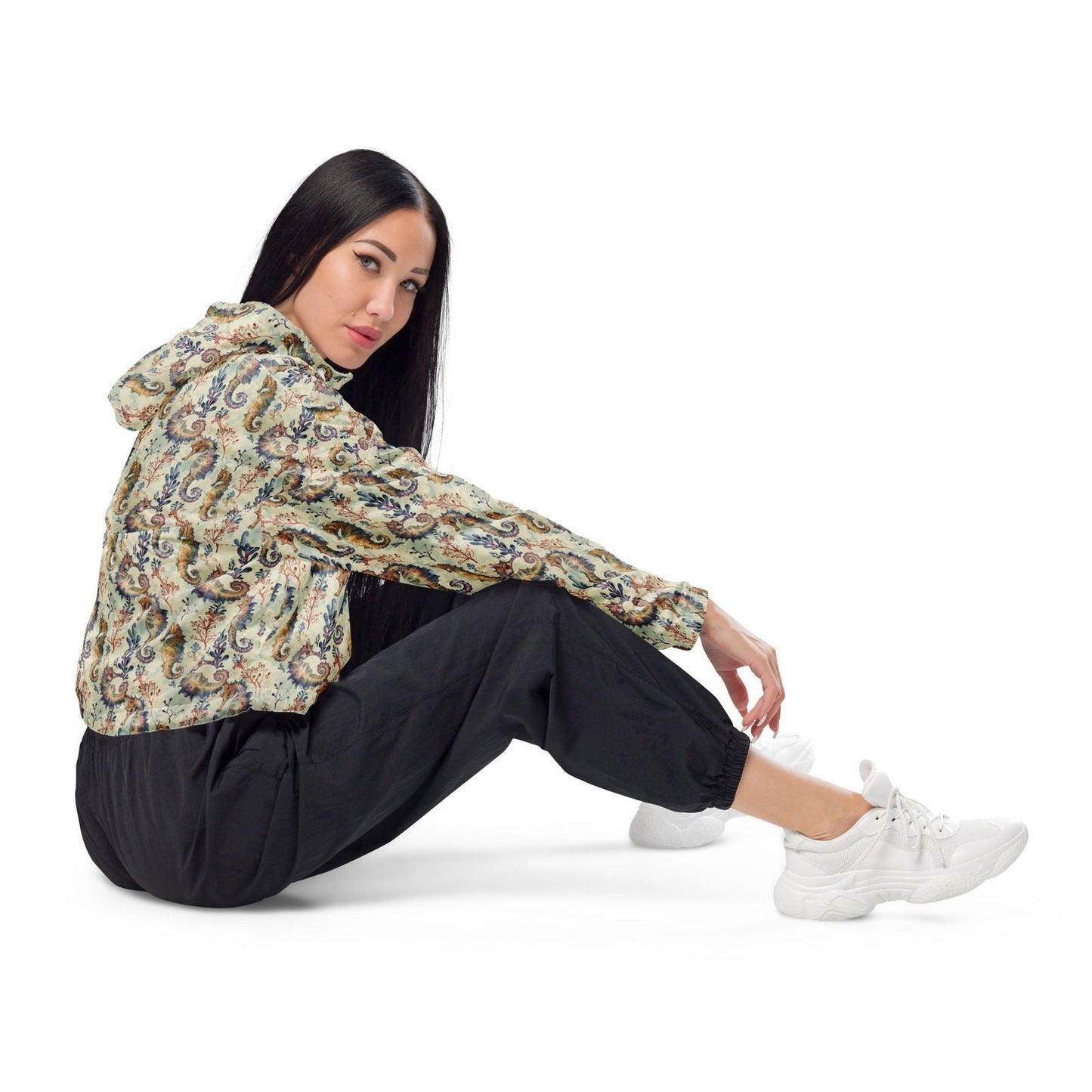Seahorse Haven Women’s cropped Windbreaker - 
