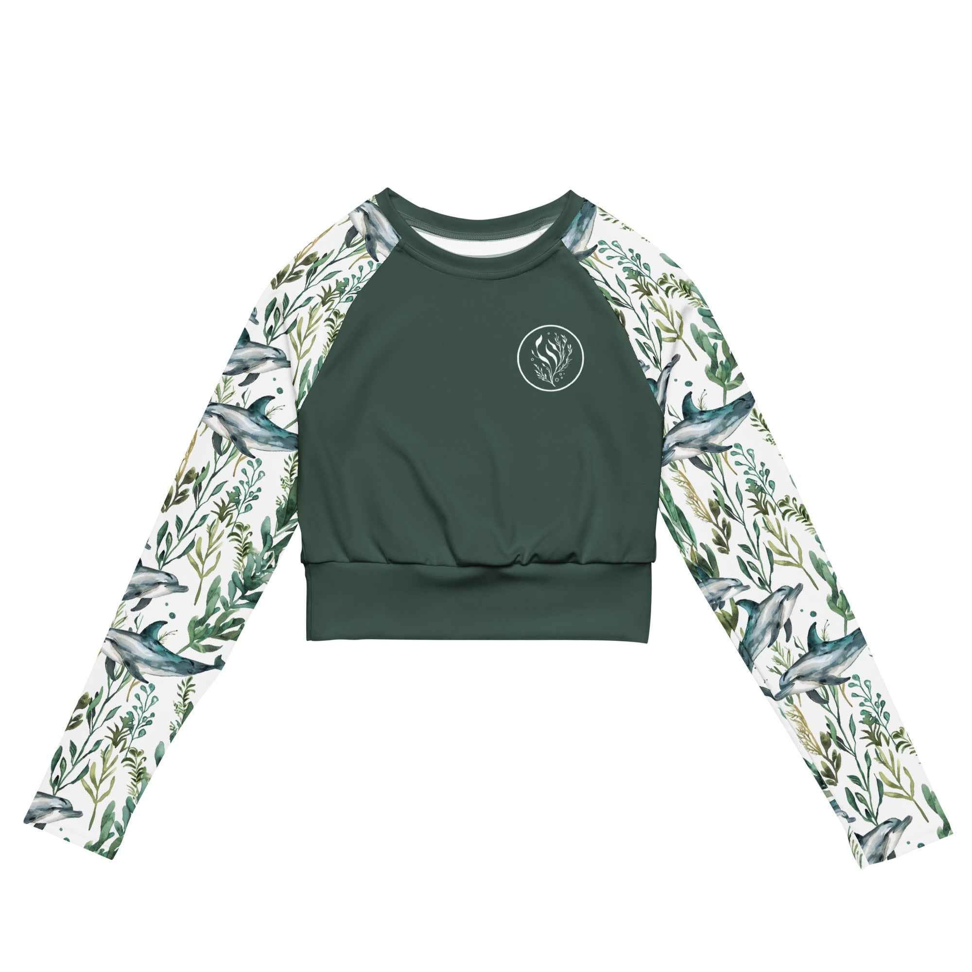 Moonlight Manta Eco Cropped Rash Guard Solid -  - ["Moonlight Manta","rash guard","ray","Wildlife","women"]