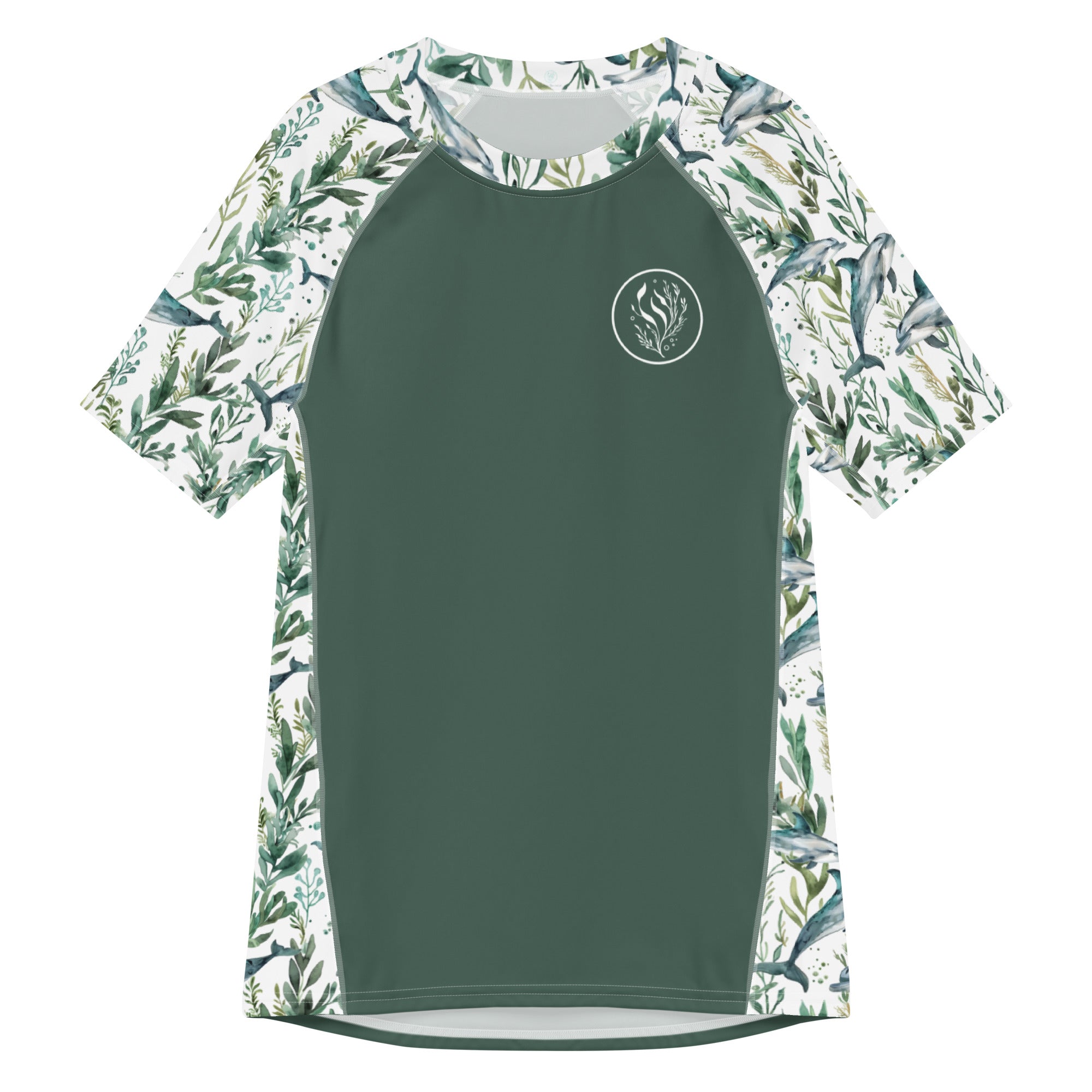 Seascape Dolphin Men’s Short Sleeve Swim Shirt -  - ["dolphin","Men","Rash guard","Seascape Dolphin"]
